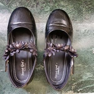 Black Party Velcro Shoes For Girl Children