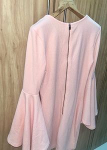 Pinkish Peach Flared Sleeve Dress