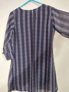Striped Sheer Sleeve Dress (Size-M)
