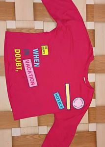 Oversized Shoulders Half T Shirt (Crop Top)