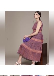 LABEL RITU KUMARFloral Print V-neck Fit &amp; Flare Dr