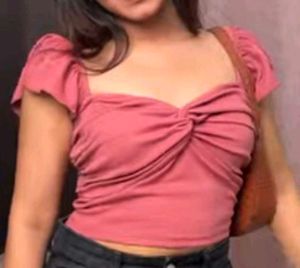 Cropped Vest Ruffle Top In Blush Pink Color