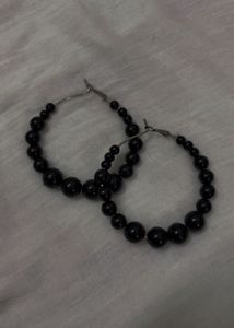Black Pearl Hoop Earrings
