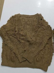 Brown Textured Knit Sweater