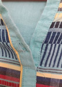 Lime Yellow And Teal Blue Kurta