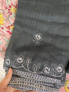 Churidhar Dress Grey Material With Shawl