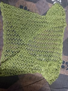 Green Crochet Tie-Front Cardigan