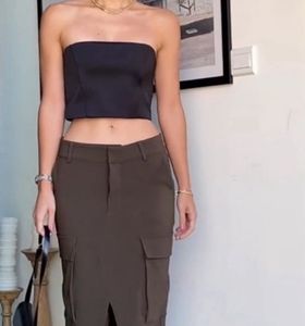 Zara Satin Corset Tube Strapless Top