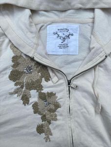 Floral Embroidered Zip Hoodie