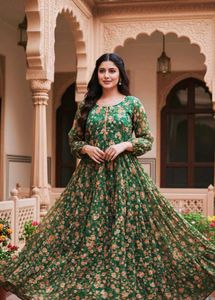 Elegant Green Floral Ethical Dress