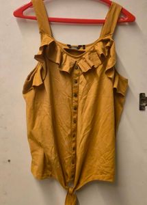 Mustard Ruffle Detail Top