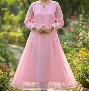 Pink frok suit with white dupatta