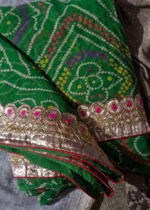 Green Bandhani Saree