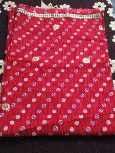 Red Bandhani Saree