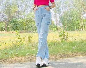 Light Wash Cargo Jeans