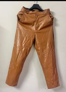 Shein Brown Leather Jeans Pants