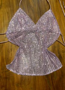 Sparkly Lilac Halter Top