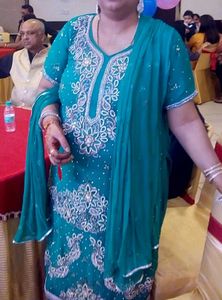 Green Suit With Plazo And Dupatta