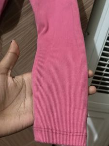 Pink Long Sleeve Crop Top