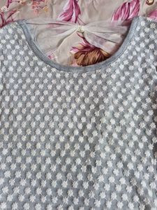 Stylish Gray &amp; White Knit Sweater