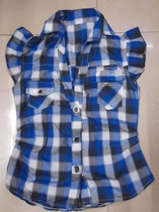 Blue Plaid Short Sleeve Shirt