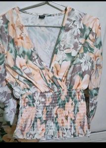 New Floral V-neck Long Sleeve Top