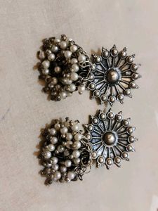 Black Metal Jhumka Earrings