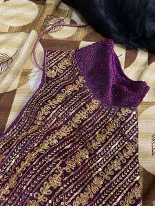 Sequin Embellished Purple Blouse