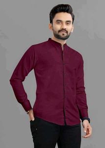 Maroon Mandarin Collar Shirt 10pcs
