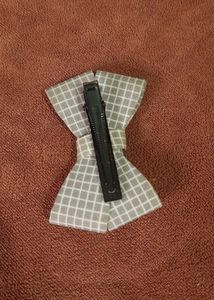 Gray Gingham Hair Bow