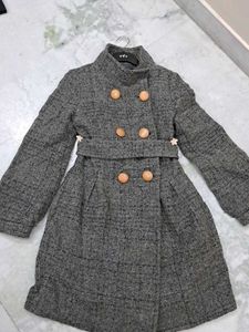 Korean A Shape Double Breasted Coat With Belt