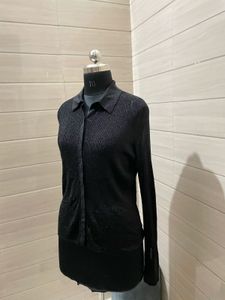 Partywear Sparkly Black Long Sleeve Shirt