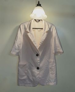 Beige Linen Sleeve Blazer Summer Fits