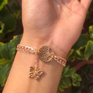 Handmade double layered chain charm bracelet