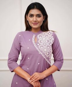 Cotton blend Elegant Embroidered Kurta Set