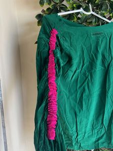 LABEL AYUSHI SHAH BONNING PANTS AND GREEN TOP