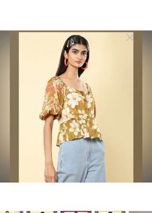 Label Ritu Kumar Olive Floral Print Top