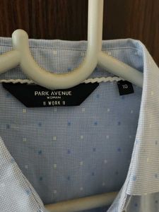 Park avenue Light Blue Polka Dot Shirt, S-M