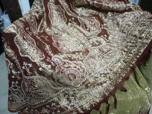 GentlyUsed Burgundy&amp;GoldEmbroidered Saree WithBlou