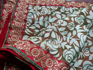 Brasho Saree Red And Green Combination 💚❤️
