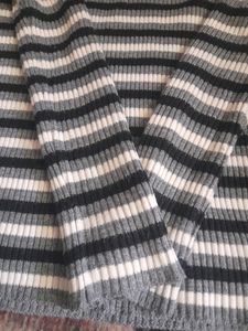 Black And white Stripped High Neck Winter Top