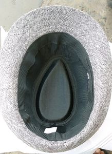 Gray Woven Fedora with Black Band