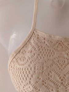 Aesthetic Crochet Lace Tie Up Top From Japan