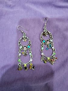 Silver-Tone Beaded Drop Earrings