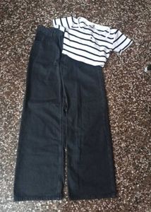 CHARCOAL WIDE LEG WOMEN JEANS