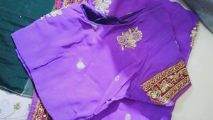 Purple Embroidered Saree