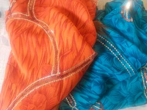 Synthetic Saree With Sequence Work