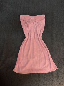 Korean Pink Bow strapless Mini Dress