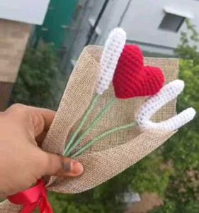 Crochet Heart &amp; Initial Bouquet