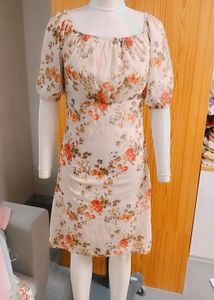 PEACH DISTY PRINTED DRESS